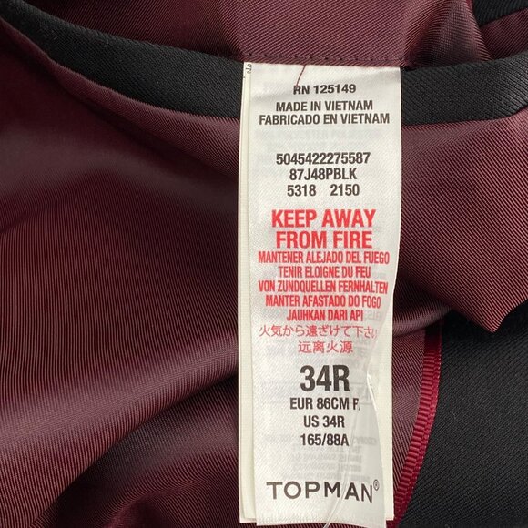 Topman Black Button Classic Blazer | Size 34 - Picture 3 of 6